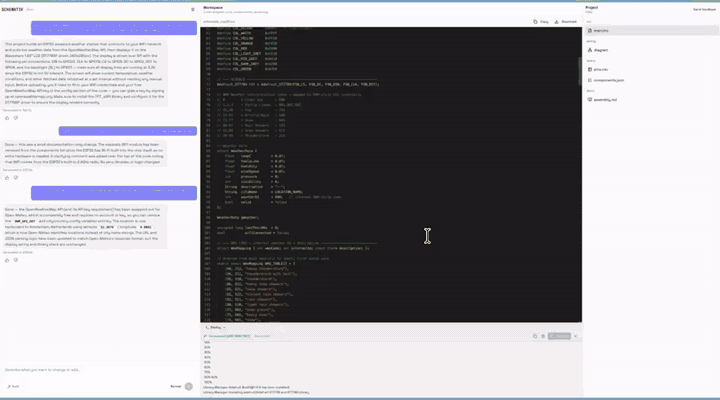 Schematik's first version used local weather sensors and a small OLED display.